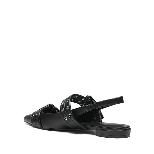 Buckle Straps Slingback Flats - BLACK - 4